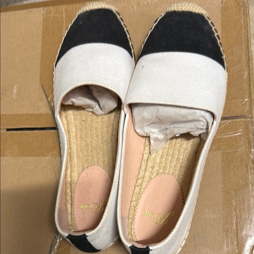 J. Crew Black and White Espadrille Shoes